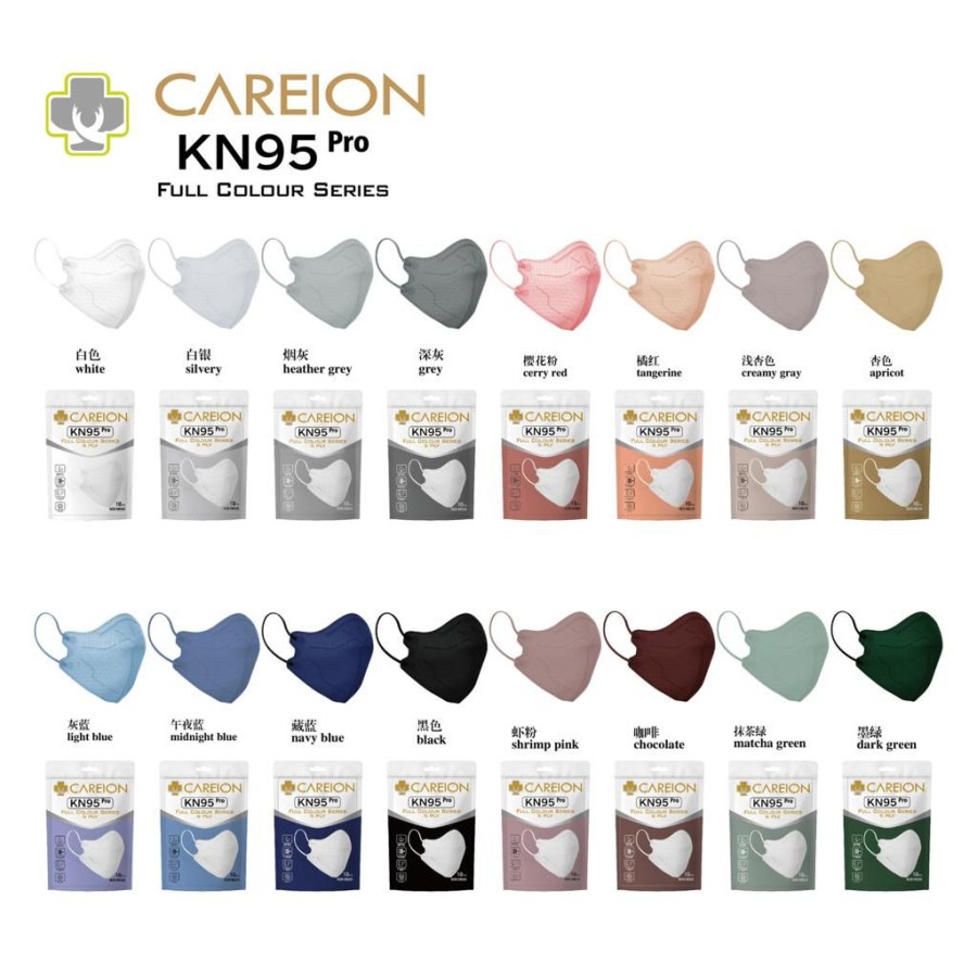 MASKER KN95 PRO CAREION EARLOOP 5PLY ISI 10PCS MASKER KN95 CAREION KN 95 PRO DEWASA WARNA WARNI ISI 10PCS