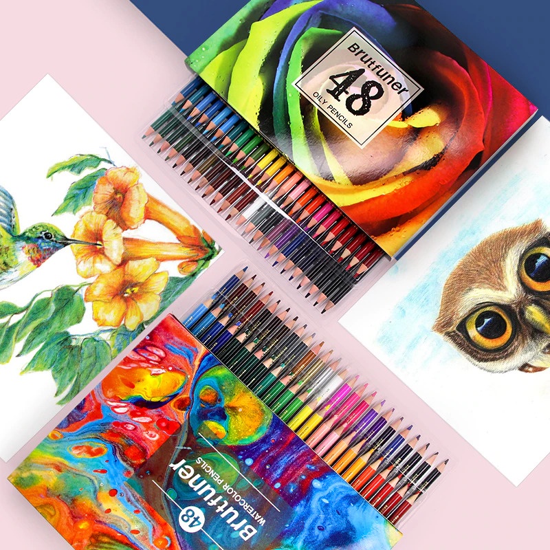 

Pensil Warna Brutfuner Painting Oil & Water Pencil Artist Color Pencils Set 48pcs
