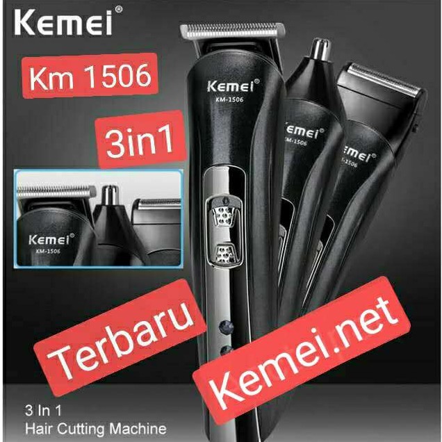 clipper kemei km 1506 3 in 1 alat cukur rambut hidung kumis