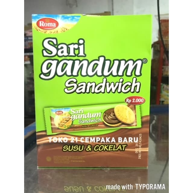 

Roma Sari Gandum Rasa Coklat 1 Box isi 12 pcs | Roma Sandwich Susu Cokelat Murah Promo