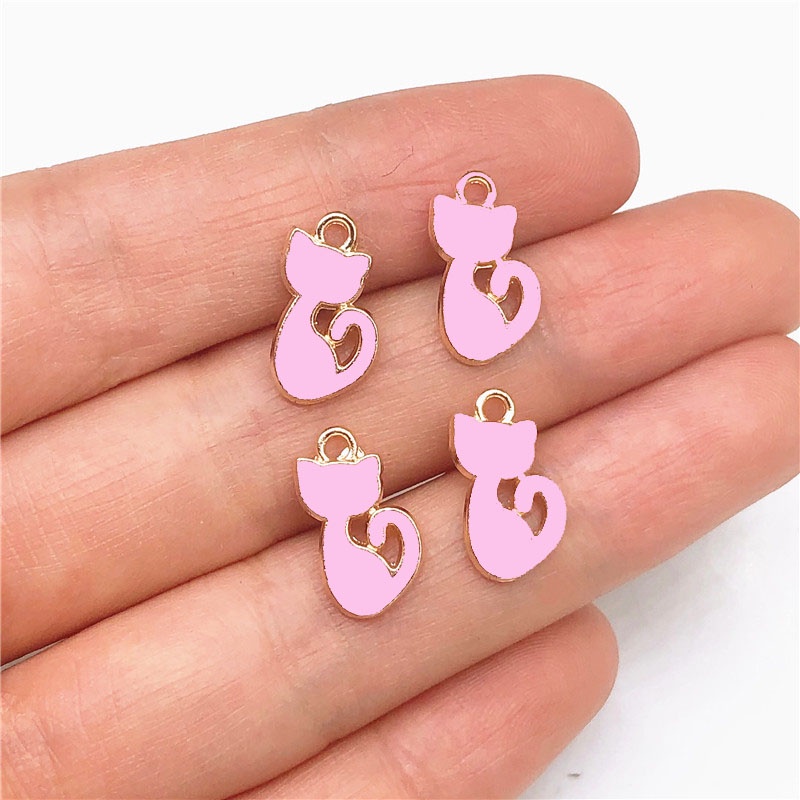 4 Pcs Liontin Kalunggelanganting Model Kucing Bahan Alloy Untuk Wanita Charms