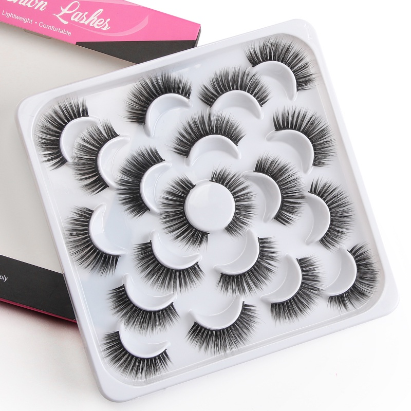 MAGEFY 10 Pairs/Box False Eyelashes Synthetic Hair 10-15mm Handmade Eyelash Soft Thick Natural  False Eyelashes Makeup Beauty Tools