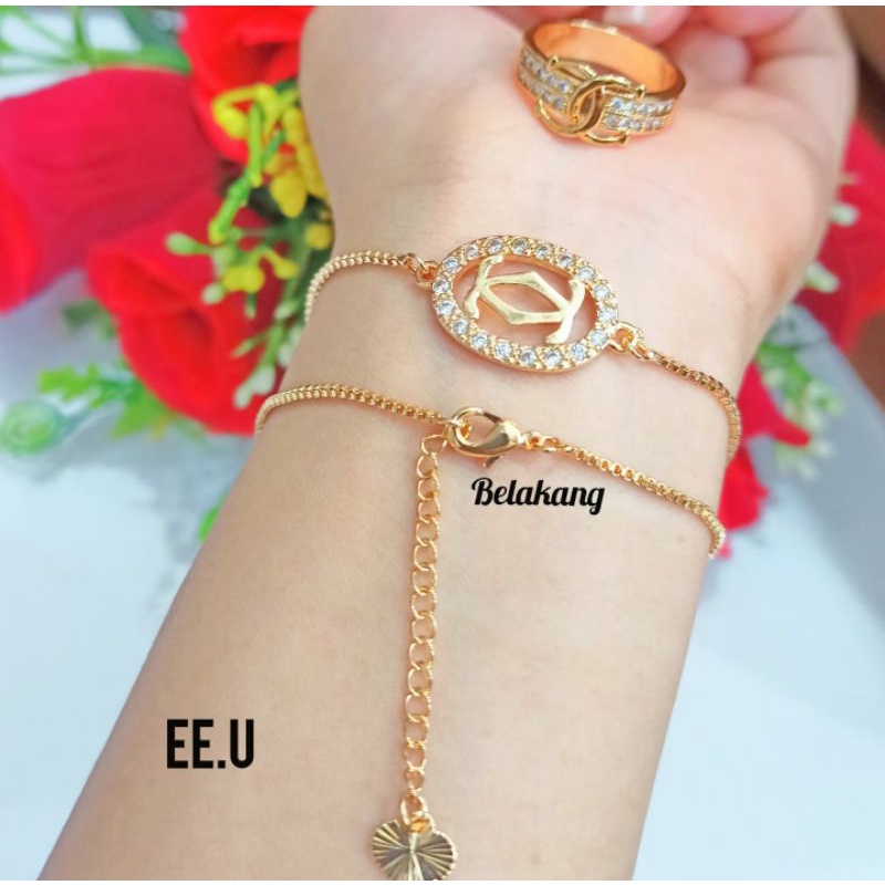 Gelang Tangan Itali free cincin Permata Zircon Gold Perhiasan Wanita