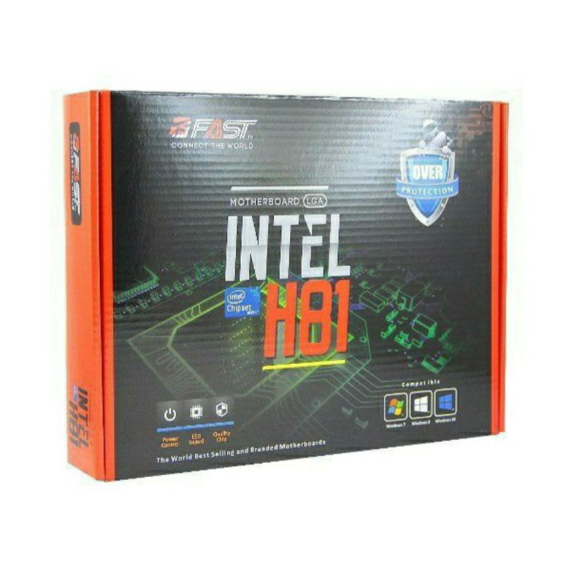 MOTHERBOARD FAST H81 SOCKET 1150 DDR3, MOTHERBOARD FAST INTEL H81-H WITH LGA1150 GEN 4 BARU