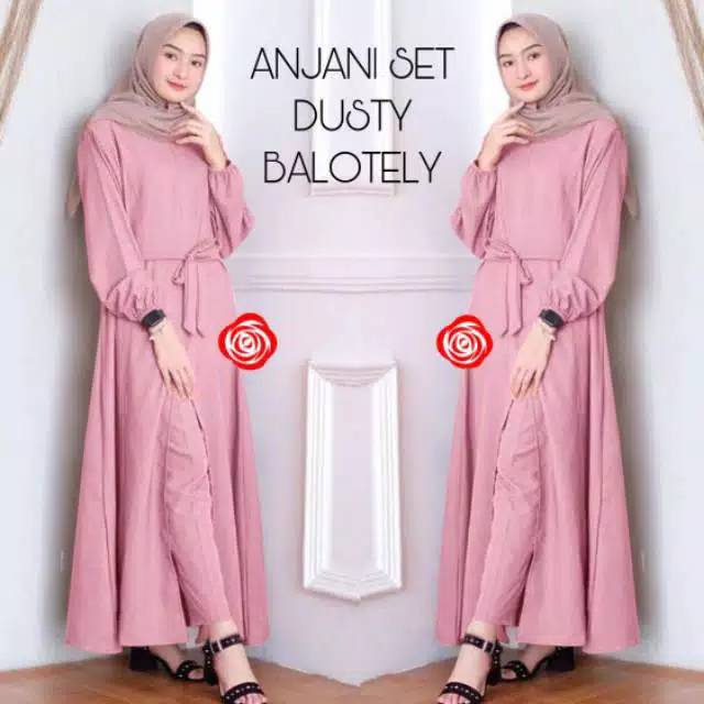 Baju Gamis Plus Celana Panjang Busana Muslim Wanita Ready Empat Warna Shopee Indonesia