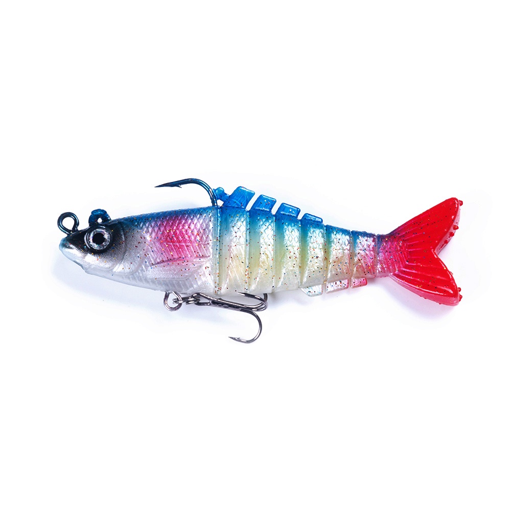 HENGJIA 1PCS Unpan Soft Minnow Bait 9cm 15g Soft Swimbait Fishing Lure soft lead Jig Head Single Hook 3D Eyes Fishing Bait Ikan Tackle