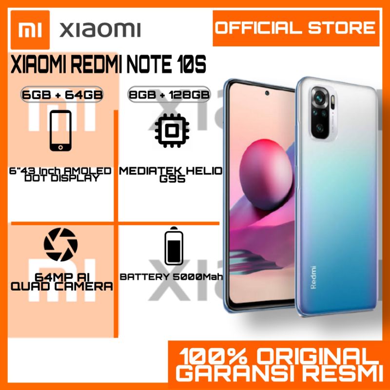 Jual XIAOMI REDMI NOTE 10S ( 6GB + 64GB & 8GB + 128GB ) GARANSI RESMI