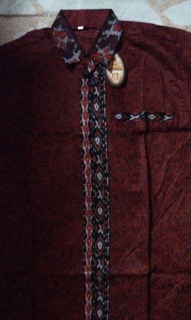 Kemeja Batik Lengan Pendek 021 Risna Batik Hrb026 Hem Batik Murah Seno Sogan Bakung Padi Manggar