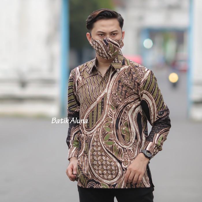 Batik pria lengan panjang Kemeja Atasan Baju batik pria laki laki lengan panjang premium cowok solo