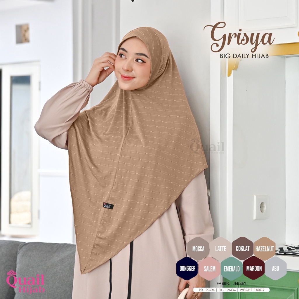 GRISYA Daily Hijab Jumbo softped Quail Hijab Bahan Jersey Ori Murah