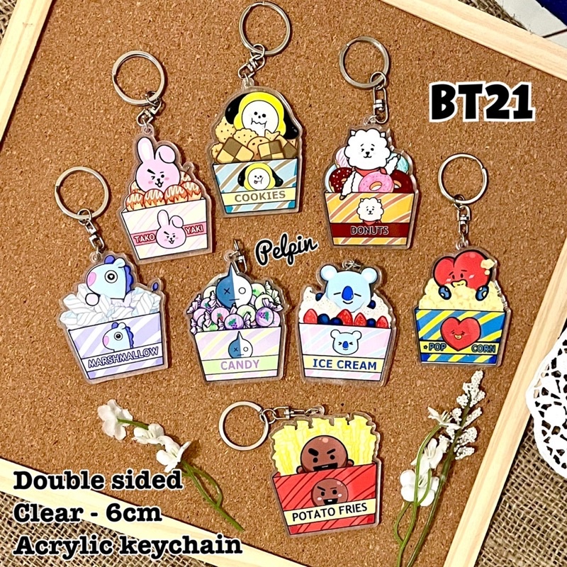 gantungan kunci akrilik bt21 snack bts kpop keychain besar chimmy van tata cooky shooky rj van koya