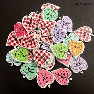 50pcs Kancing Kayu Bentuk Daun Warna warni Handmade Diy 50pcs Kancing Kayu Bentuk Daun Warna warni Handmade Diy