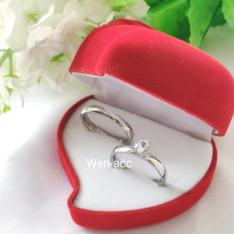 Cincin Couple Pasangan Cincin Nikah/Cincin Tunangan Pria dan Wanita Bahan Titanium