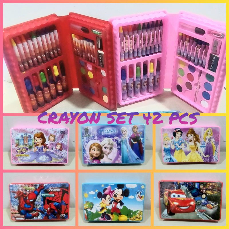 

Colouring Art Set Crayon Set Mewarnai 42 pcs Karakter Kartun