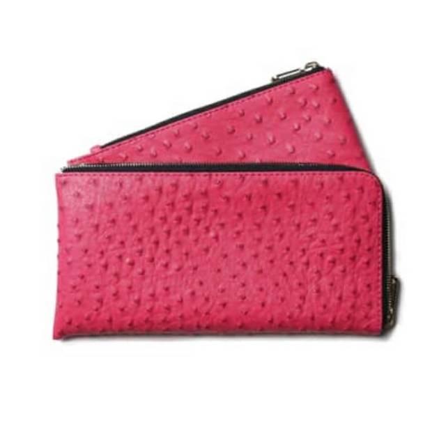 ZIPPER WALLET OSTRICH RED