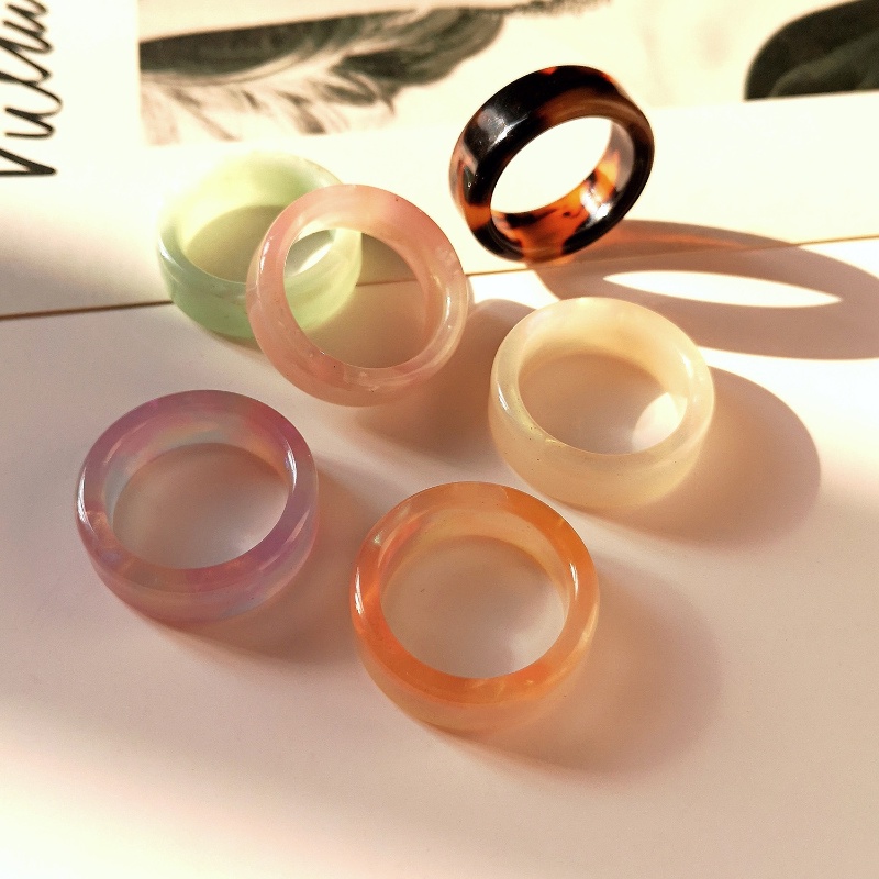 Cincin Bahan resin Warna Permen No. 8 Untuk Pria Dan Wanita