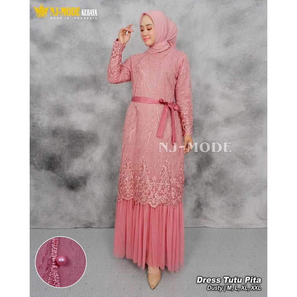 PROMO LONG GAMIS TUTU TULLE MUTIARA BORDIR / GAMIS PESTA