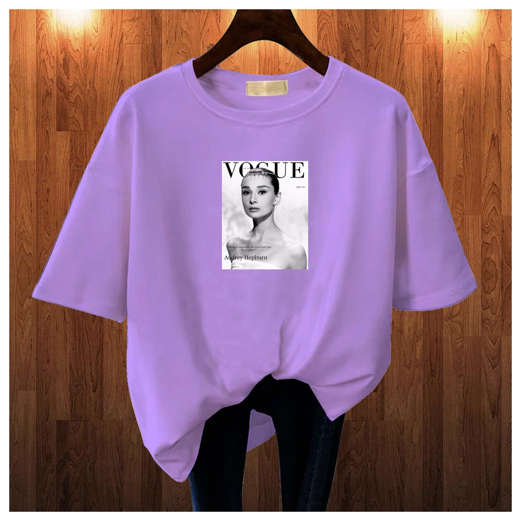 CALVIERO SHOP - BAJU KAOS ATASAN WANITA PRINT AUDREY VOGUEE LOGO GALAXY PRINT