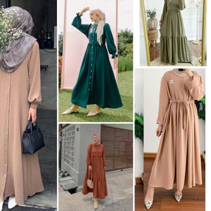 Banyak Dipakai.. Gamis Crinkle Airflow Jumbo Premium / Dress Crinkle Airflow