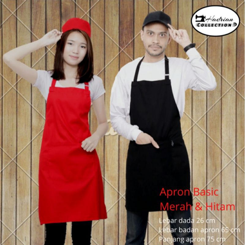 Celemek Apron Masak Couple Celemek Dapur Suami Istri Polos - drill premium