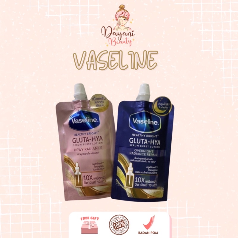 [READY] Vaseline Healthy Bright Gluta-Hya Serum Burst Lotion Sachet Original Thailand