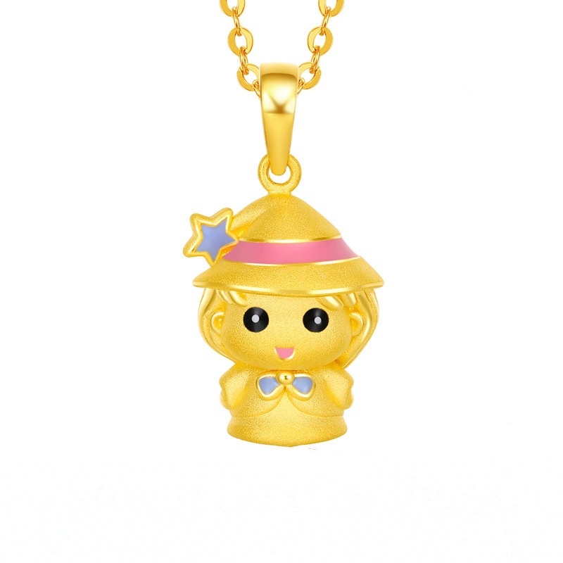 [Ready Stock]Fashion Gold-Plated Angel Magic Girl Pendant Necklace