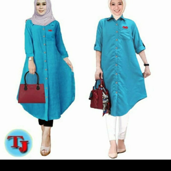 Muslimtunik- Tj 7960 Luna Long Tunik Jumbo - Maroon, Xl -Tunik-Muslim.