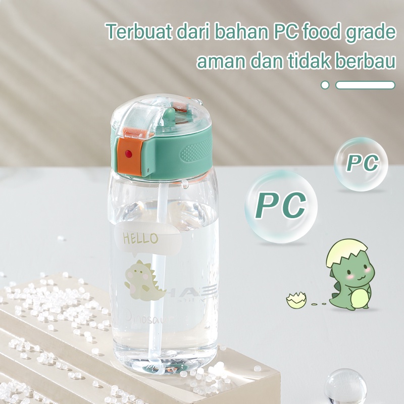 Letyeah &amp; Anantagt Botol air Minum Anak Dengan Sedotan 500ml anti tumpah Karakter Hewan / tempat minum anak /bpa free