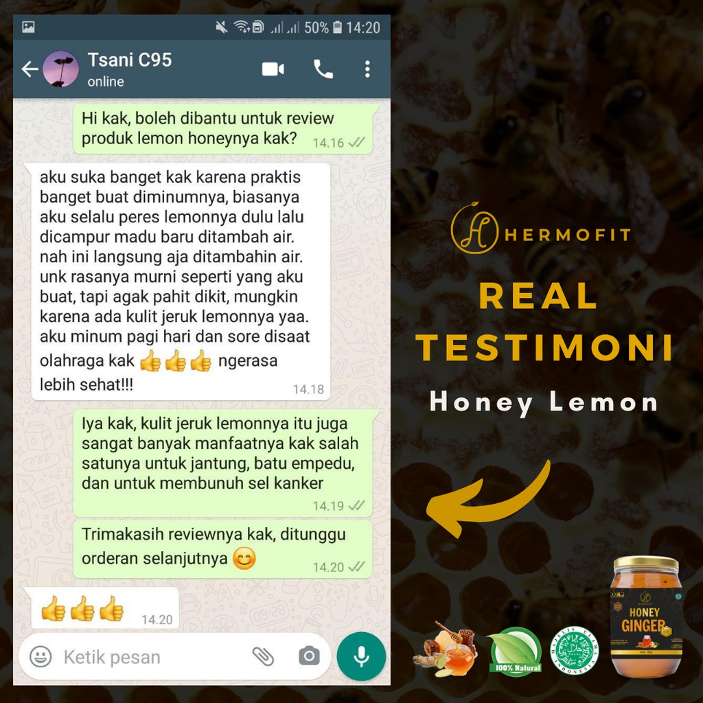 Madu Lemon pelangsing diet alami/Honey lemon anti virus hermofit free sendok ikea