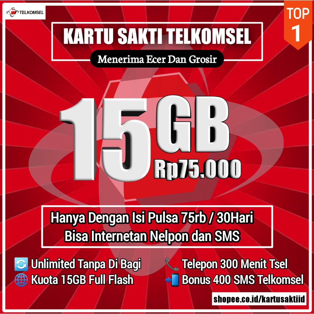 Paket Telkomsel 15gb 75rb