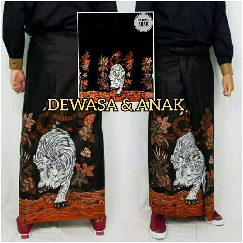 SARUNG BATIK MOTIF MACAN ASIA -UKURAN DEWASA &amp; ANAK-BAHAN KATUN