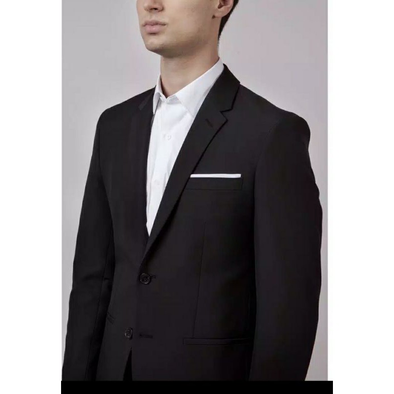 JAS PRIA JAS BLAZER JAS WISUDA HITAM LIST PUTIH FASHION PRIA