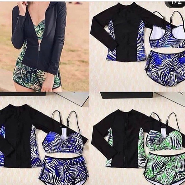 Bikini pushup kawat dengan luaran lengan panjang baju Bikini pushup kawat dengan luaran lengan panjang baju