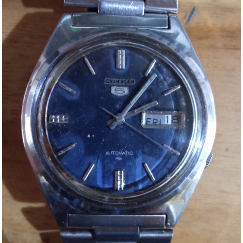 JAM TANGAN SEIKO 5 AUTOMATIC 7005 6020 BLUE DIAL LANGKA
