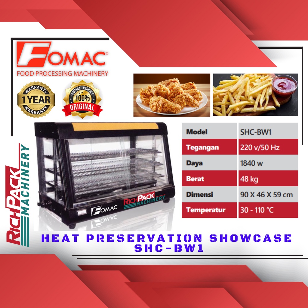 FOMAC SHC-BW1 Showcase Warmer Food Warmer Showcase Penghangat Makanan