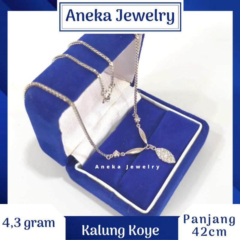 Kalung Koye Gantung Oval Cor Mata2, Perak 925, Sepuh Emas Putih