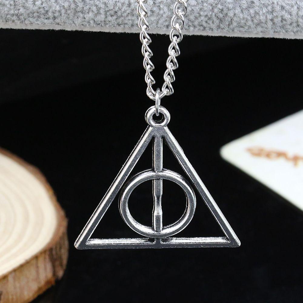 Needway Film Kalung Yang Dapat Diputar Populer Liontin Deathly Hallows Perempuan Choker Pria Kalung