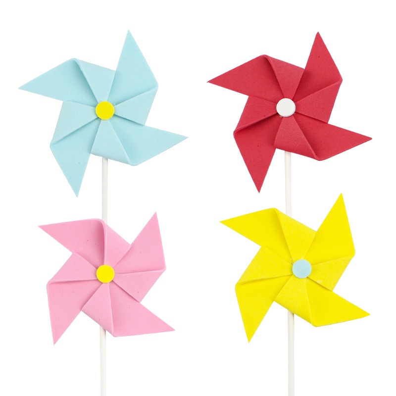 3Pcs/set EVA Rotating Windmill Decorating Cake Topper for Kid Birthday Party Decoration