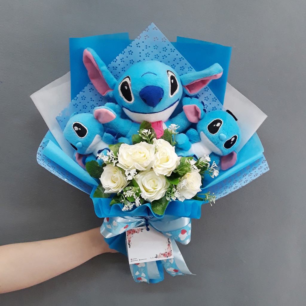 Buket Bunga Artificial Buket Boneka Stitch Kado Wisuda Valentine Anniversary Ulang Tahun 124 S24 Shopee Indonesia