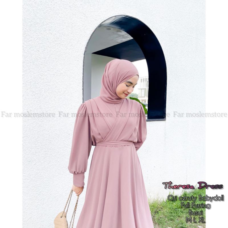 GAMIS MAXY CERUTY BABYDOLL/AUDY MAXY/FASHION MUSLIM REMAJA/GAMIS CERUTY BABYDOLL/PAKAIAN MUSLIMAH M L LD 100/THERESA DRESS/GAUDY MAXY/FAR MOSLEMSTORE