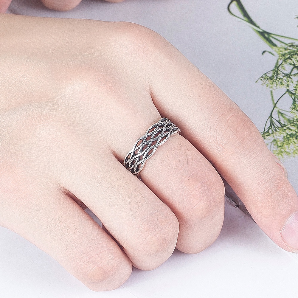 925 Perak Cincin Untuk Wanita/pasangan Cincin Dapat Disesuaikan Kepribadian Sederhana Perhiasan Retro JZ00058