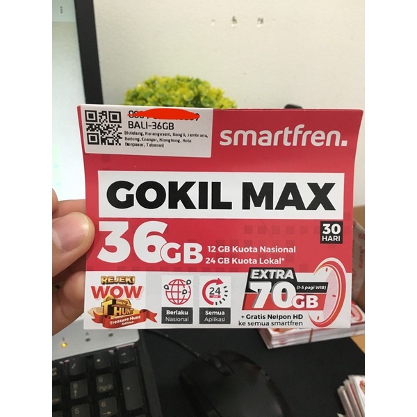 Kartu Perdana Smartfren Gokil MAX - 106GB - KHUSUS BALI
