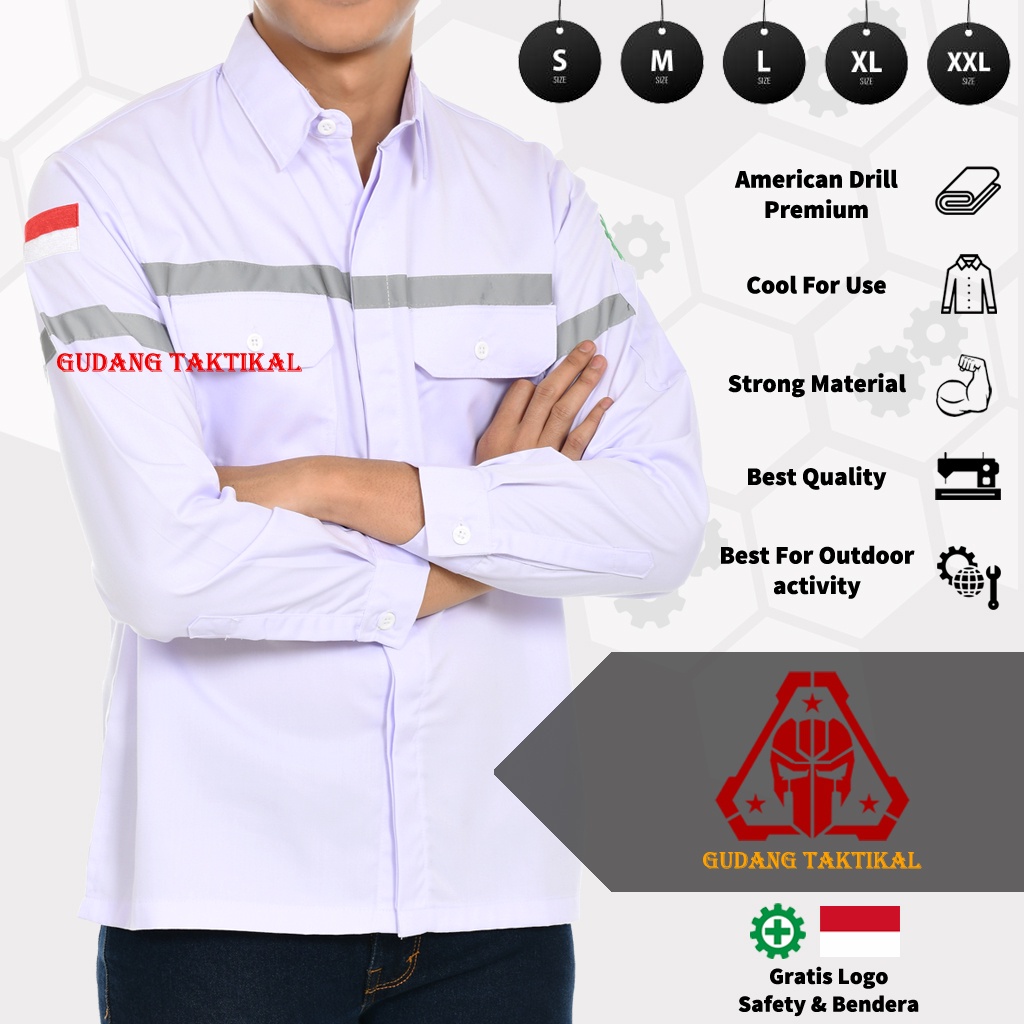KEMEJA SAFETY K3 BAJU WEARPACK OUTDOOR - Seragam Kerja Lengan Panjang Proyek Tambang Alat Berat PLN 