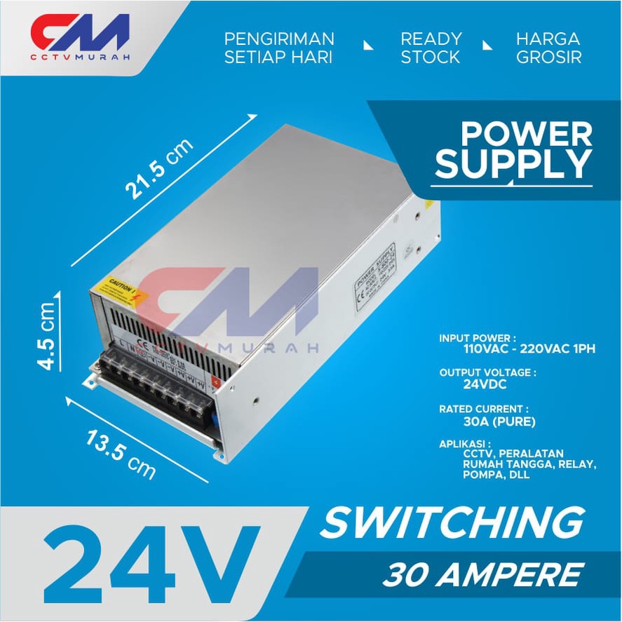 POWER SUPPLY 24V 30A SWITCHING BERGARANSI TERMURAH POWER SUPPLY ADAPTOR SWITCHING 24V 30A FAN TRAFO 24 VOLT 30 AMPERA FAN