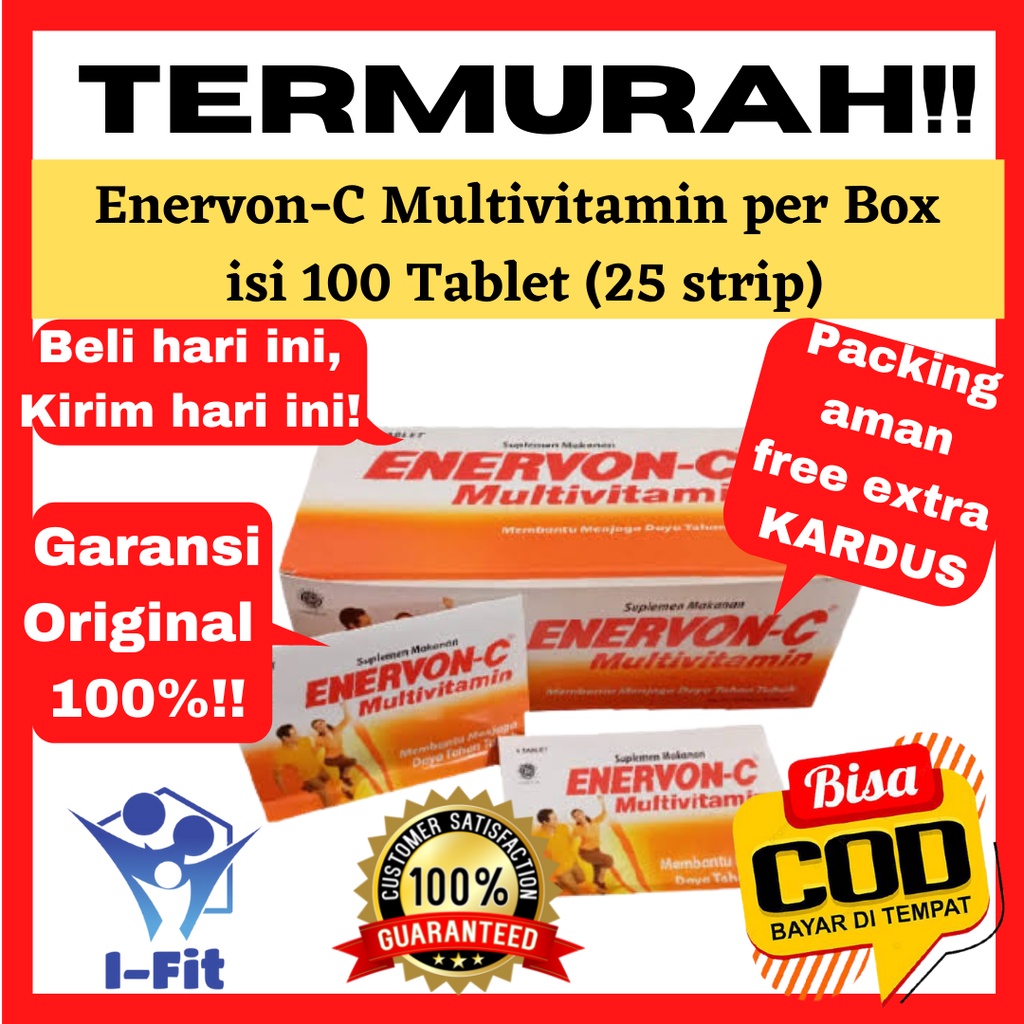 ENERVON-C enervonce per BOX isi 100 tablet 25 strip x 4 tab Vitamin C B kompleks enervon C enerfon 1