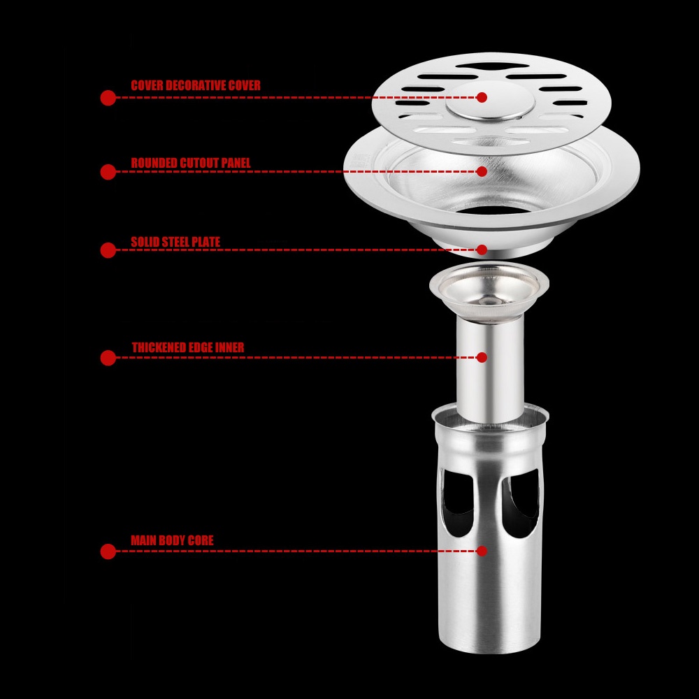 Filter Saluran Pembuangan Air Bahan Stainless Steel Anti Sumbat Untuk Kamar Mandi