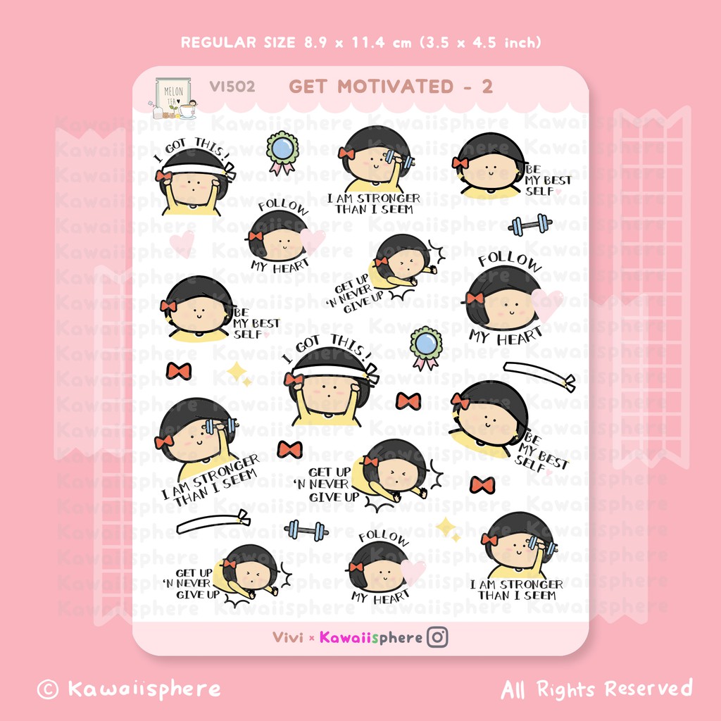 

Get Motivated - 2 | VI502 Kawaiisphere Journal /Ring Binder Sticker | Motivation Sticker