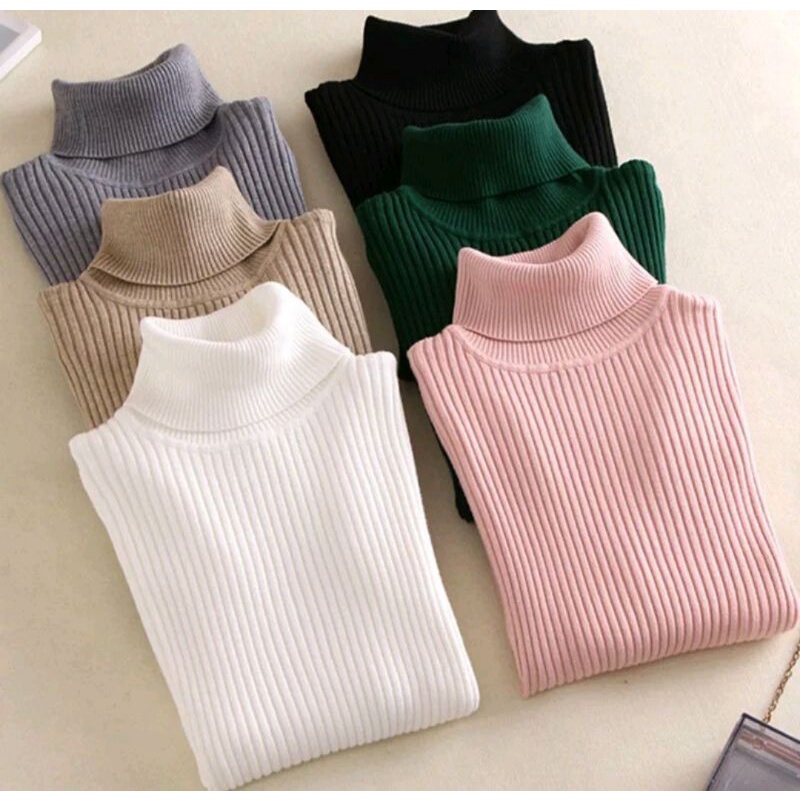 BAJU RAJUT TURTLENECK / BAJU RAJUT KERAH TINGGI / BAJU RAJUT TANGAN PENDEK