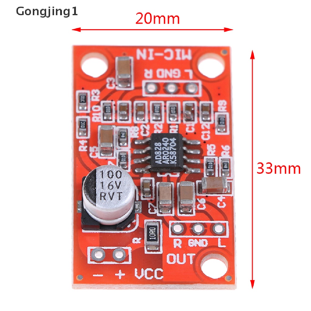 Gongjing1 AD828 Papan preamplifier Mikrofon stereo Dinamis DC 3.7V-15V 12V