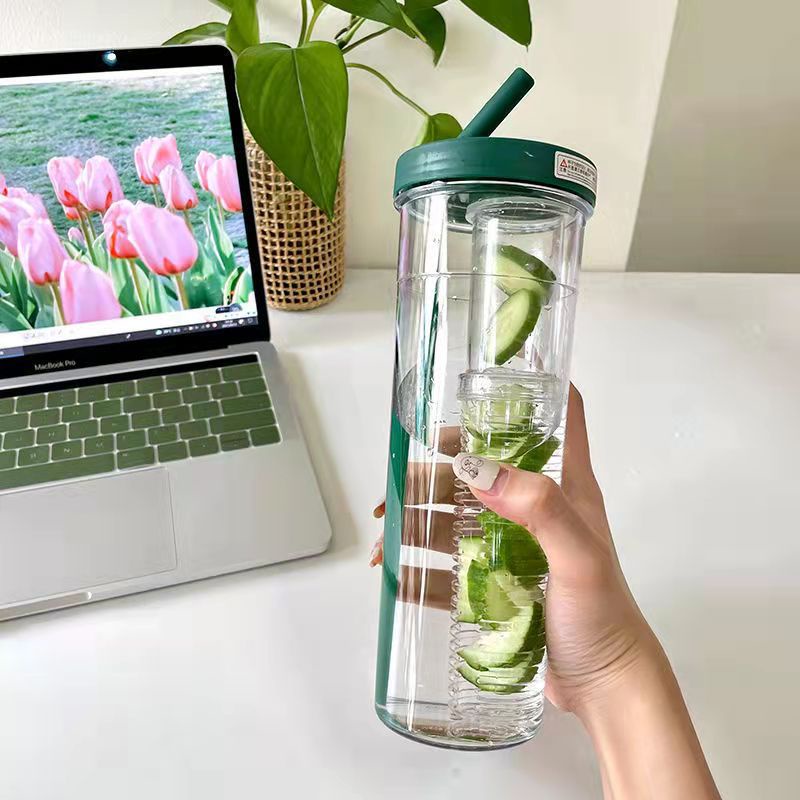 Botol Air Minum 700ML Dengan Sedotan Lipat Portable Untuk Kantor / Outdoor